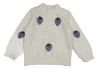 Bílá mikina s jahůdkami Shein