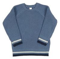 Modrý svetr s proužky Tu