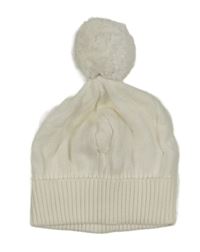 Smetanová pletená čepice s bambulí 