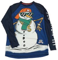 Modro-tmavomodré triko se sněhulákem F&F