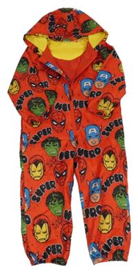 Červená šusťáková jarní kombinéza s hrdiny a kapucí George 