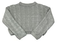 Šedý vzorovaný crop svetr Zara