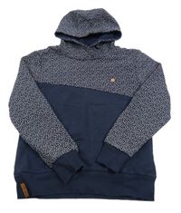 Tmavomodrá mikina se srdíčky a kapucí Yigga