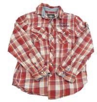 Červeno-bílo-modrá kostkovaná košile s nápisem H&M