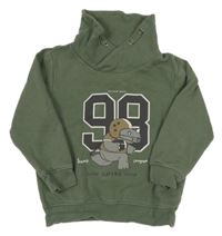 Zelenošedá mikina s číslem a komínovým límcem Topolino