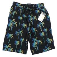 Nové - Černé teplákové kraťasy s palmami Primark