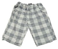 Tmavomodro-bílé kostkované plátěné kraťasy C&A