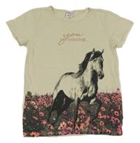 Béžové tričko s koníkem Page one young