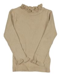 Béžový žebrovaný svetr s rolákem Matalan