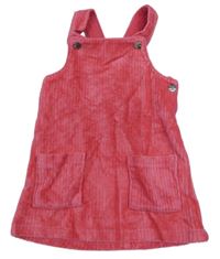 Růžové sametové žebrované laclové šaty F&F