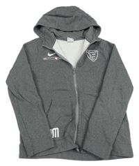 Šedá propínací mikina s nápisem a kapucí Nike