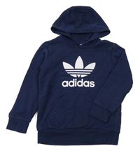 Tmavomodrá mikina s logem a kapucí Adidas