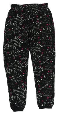 Černé fleecové pyžamové kalhoty s nápisy a hvězdičkami George