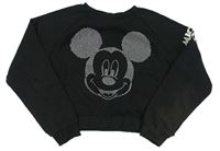 Černá crop mikina s Mickey z kamínků PRIMARK