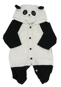Bílo-černá fleecová kombinéza s kapucí- panda NURSERY TIME