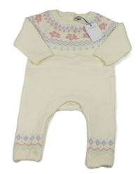 Nové - smetanový svetrový overal se vzorem Tu