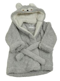 Světlešedý huňatý župan s kapucí s čumáčkem a oušky Next