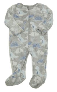 Šedo-bílá plyšová kombinéza s dinosaury Nutmeg