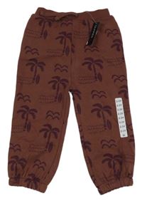 Nové - čokoládové melírované tepláky s palmami St. Bernard