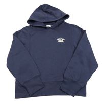 Tmavomodrá mikina s nápisy a kapucí alive