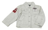 Smetanová riflová bunda s nášivkami a límečkem Villa Happ