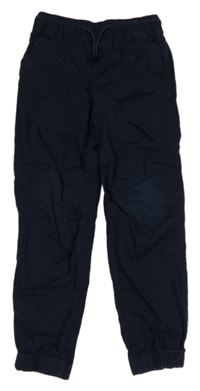 Tmavomodré cuff jogger plátěné kalhoty H&M