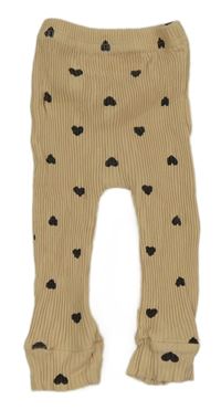 Béžové žebrované tepláky se srdíčky 