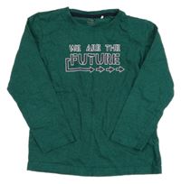 Tmavozelené melírované triko s nápisy Topolino