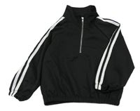 Černá šusťáková větrovka s bílými pruhy 