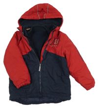 3v1 - Červeno-tmavomodrá šusťáková zimní bunda s číslem a kapucí Topolino