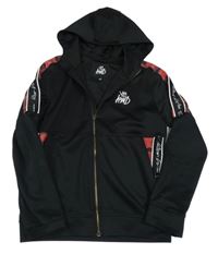 Černo-army propínací mikina s logy a pruhy a kapucí Kings Will Dream