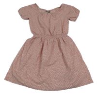 Růžové mačkané šaty s bílými kytičkami DESTINATON