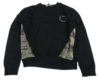 Černo-army crop mikina s nápisy FLUID