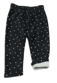 Černé plyšové teplé tepláky se srdíčky Topomini