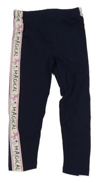 Tmavomodré legíny s pruhem s koníky a nápisy Kiki&Koko