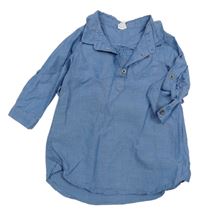 Modré plátěné košilové šaty H&M