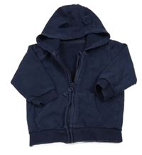 Tmavomodrá propínací mikina s kapucí s oušky George