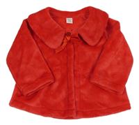 Červená plyšová bunda s mašlí a límečkem SHEIN