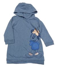 Modré melírované teplákové šaty s Minnie a kapucí GAP