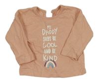 Pudrové melírované triko s nápisy a duhou George