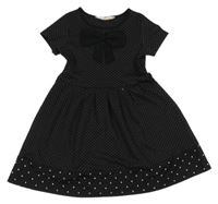 Černo-bílé puntíkaté šaty s mašlí H&M