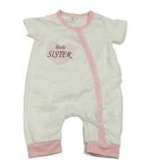 Bílo-růžový puntíkatý overal se srdíčkem s nápisy SHEIN