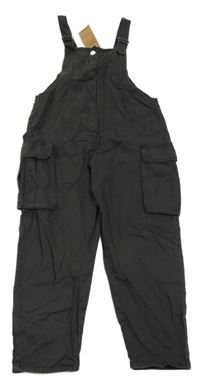 Nové - černošedé cargo riflové laclové kalhoty Next