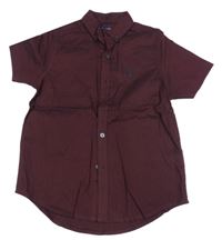 Tmavovínová košile s výšivkou H&M