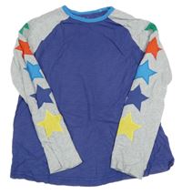 Tmavomodro-šedé melírované pyžamové triko s hvězdičkami Boden