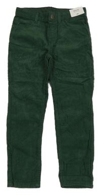 Nové - smaragdové slim fit manšestráky H&M