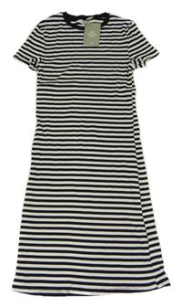Nové - černo-bílé pruhované žebrované šaty H&M