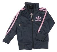 Tmavošedo-růžová propínací sportovní mikina Adidas