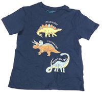 Tmavomodré tričko s dinosaury Primark