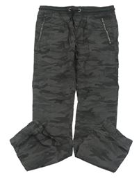 Tmavošedé army plátěné cuff kalhoty s úpletovým pasem C&A